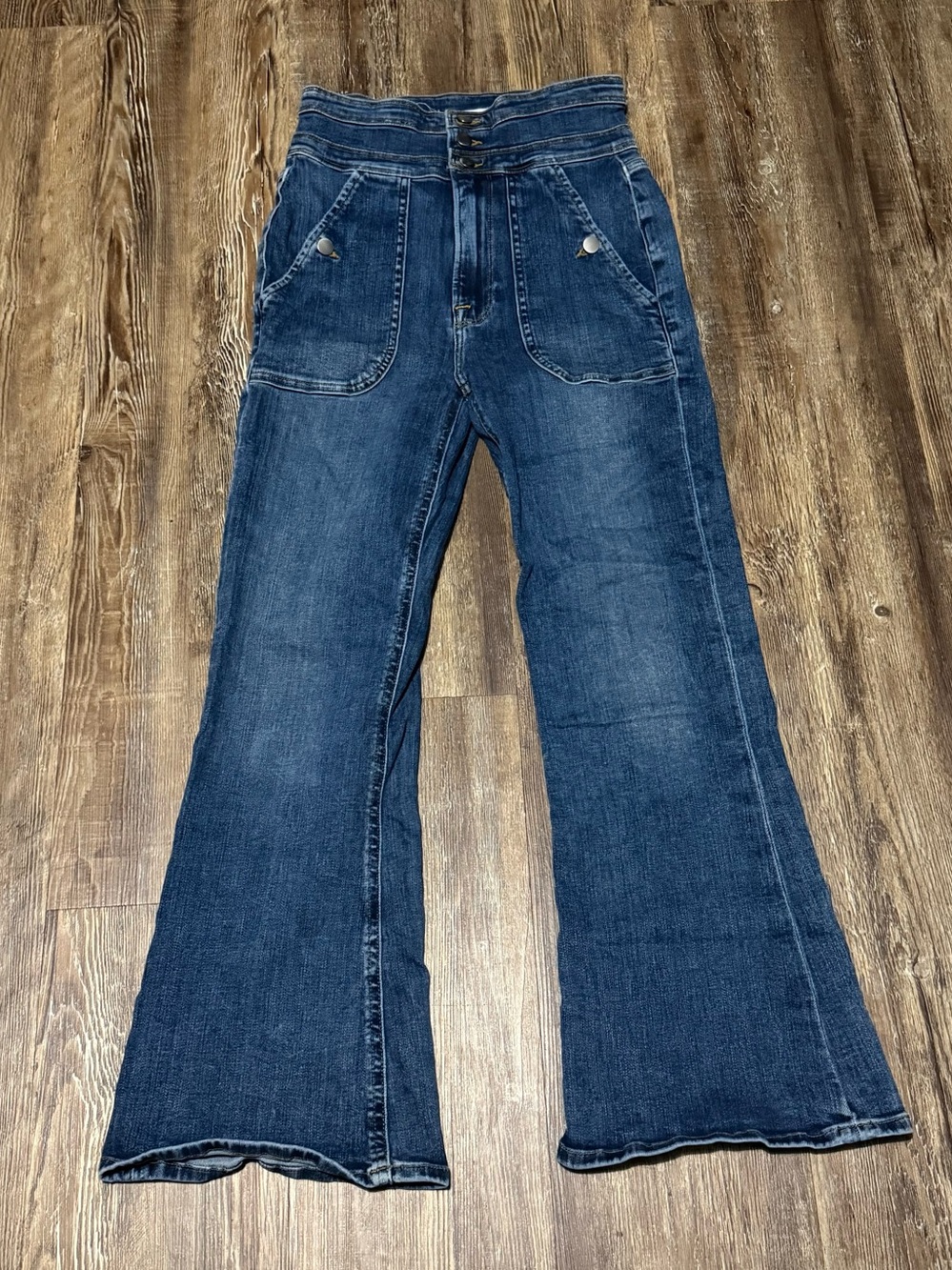 Frame Le High Flare Jeans Women's 26 Utility Pocket High Rise in Radford Wash De